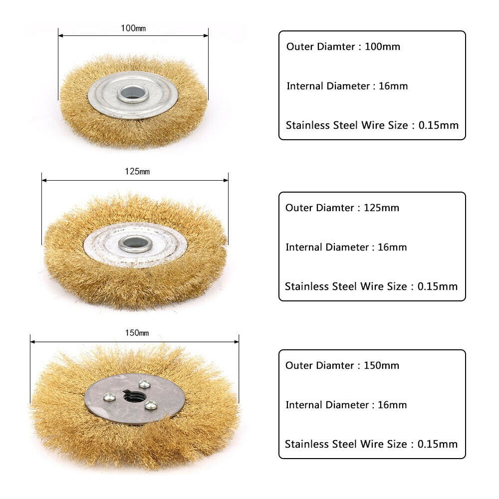 100250Mm Soft Flat Brass Copper Wire Brush Polishing Wheel Crimped For
