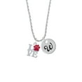 thumbnail image 2 of Delight Jewelry Silvertone Love with Red Paw Silvertone Script Initial Disc - W - Charm Necklace, 20"+3", 2 of 4