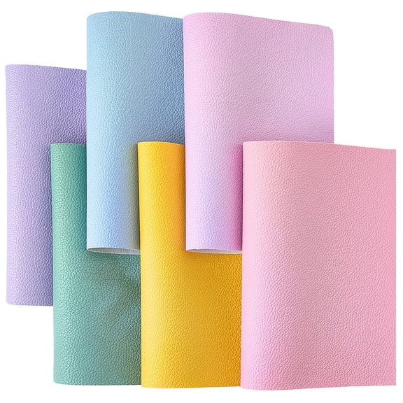 6PCS 8.27 x 5.91 Inch Solid Color PU Leather Sheets 6 Colors A5 Soft Waterproof Leather Rolls Vinyl Fabric Leatherette Set