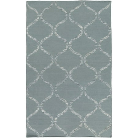 - 9' x 13' Egyptian Windows Slate Gray and Ivory White Area Throw Rug
