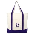 thumbnail image 2 of DALIX Monogram Tote Bag Shoulder Bag Teacher Zippered Purple Letter U, 2 of 8