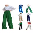 thumbnail image 3 of POINTERTECK Women Casual Suit Pants Solid Color Loose Stretch High Waist Wide Leg Trousers for Home Office, 3 of 3