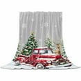 thumbnail image 2 of Christmas Red Truck Throw Flannel Blanket 50x60In Winter Car Deer Xmas Trees Snow Grey Super Soft Cozy Bed Blanket, Lightweight Plush Fuzzy Bed Throw for Bedroom Sofa Couch Living Room, 2 of 4