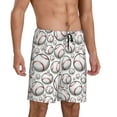 thumbnail image 2 of Kdxio Cute Baseball Print Mens Sleep Shorts Bottoms Soft Comfy Pajama Wear Pants with Drawstring Pockets, 2 of 7