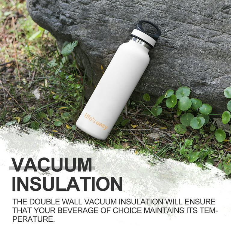 LIFE'S EASY 20 oz. Sports Insulated Water Bottle with Lid. Stainless Steel  Vacuum Double Wall Thermo for Modern Hot and Cold Drinks, Simple Metal