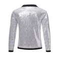 thumbnail image 5 of Dagegui Mens Open Front Jacket Fashion Sequin Suit Coat Long Sleeve Collarless Clubwear Jackets Sparkly Coats for Holiday Party Silver 2XL, 5 of 5