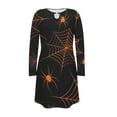 thumbnail image 3 of Lilgiuy Women's Halloween Printing Long Sleeved Dress With Round Neck Hollow Out Short Print Dress for Class Reunion, 3 of 4