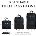 thumbnail image 2 of 40" Rolling Wheeled Expandable Duffle Bag Spinner Suitcase Luggage (Pack of 1), Black with Blue Trim, 2 of 5