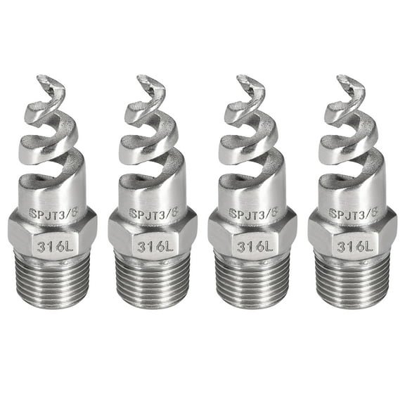 Unique Bargains Spiral Cone Atomization Nozzle, 3/8 BSPT 316 Stainless Steel Sprinkler, 4 Pcs (Bright Silver)