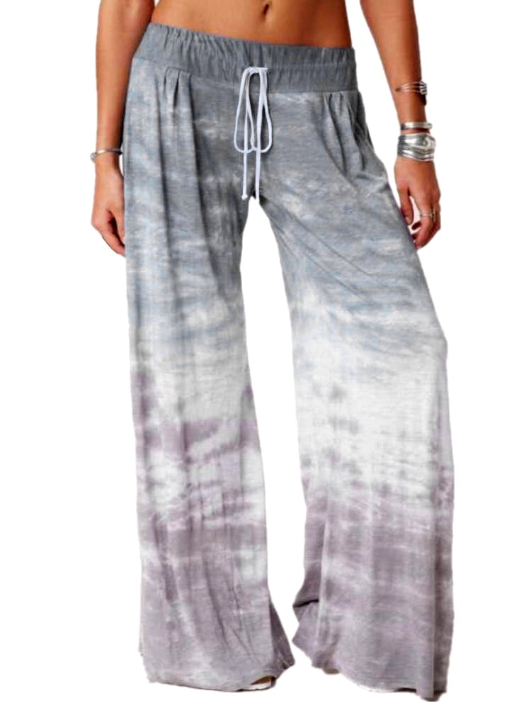 sky print gradient loose pants