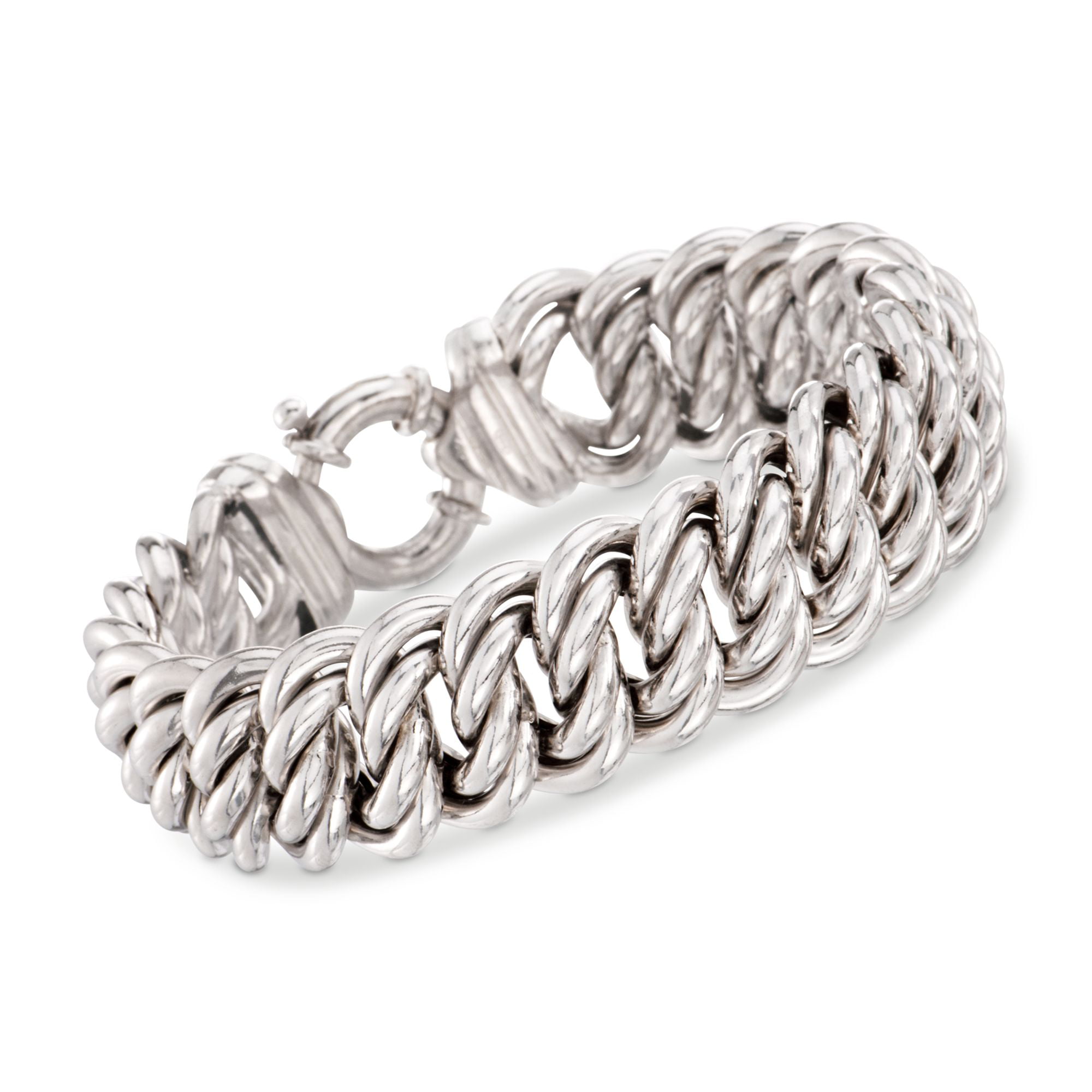 REAL STERLING SILVER Double Animal Head Design Braided Bangle Style BRACELET 