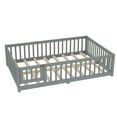 thumbnail image 5 of Jopath Full Size Floor Bed Frame,Montessori Bed with Guardrails and Door,with Slatted Base,for Kids,Boys,Girls,Gray, 5 of 9
