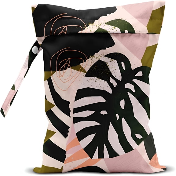 GASTROPOD Wet Dry Bag for Swimsuit,Travel,Beach,Pool,Stroller,Diapers,Dirty Yoga Gym Clothes,Makeup Bag,Waterproof Tropical Palm Leaves Decor