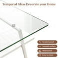 thumbnail image 5 of Gzxs 38.58 Inch Rectangle Glass Coffee Table, 2-Tier Modern Tea Table Cocktail Table with White Metal Legs for Living Room, Home Office, 5 of 7