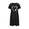 thumbnail image 4 of Lorytime Nightgown for Women Soft Comfy Knee Length Short Sleeve Nightgowns Oversized Crewneck Heart Print Nightshirts Sleepdress Pajamas Dress Lounge House Nightdress Black L, 4 of 5
