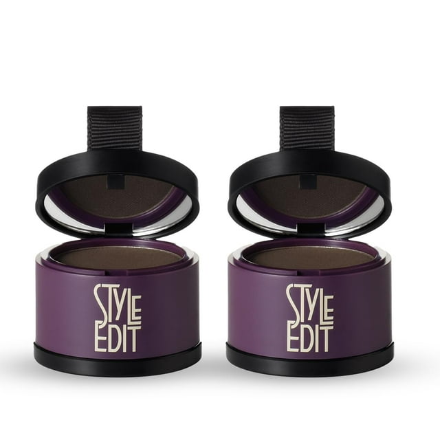 Style Edit Polvo para retocar raíces para cabello castaño oscuro | Cubre Grises y Raíces | Corrector capilar con infusión mineral - Paquete de 2