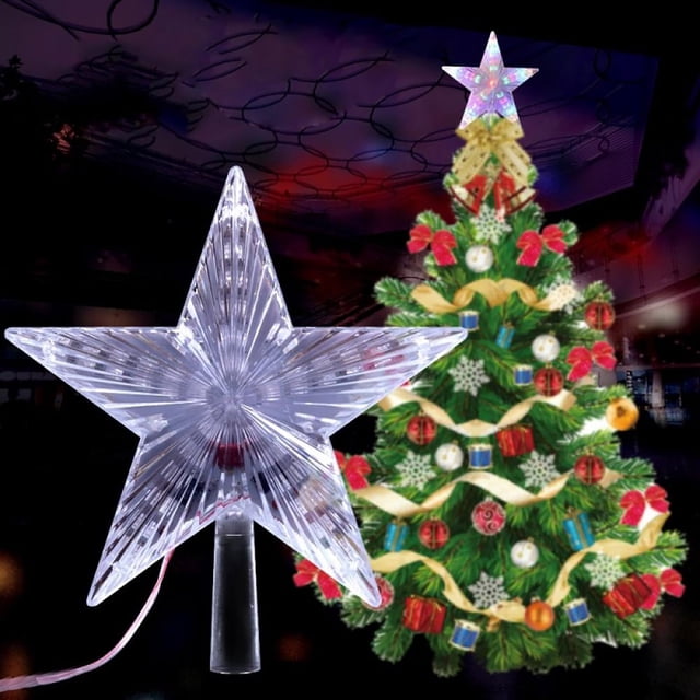 Cqxid Hangs Under $10 Christmas Tree Topper Star Light LED Light Up Christmas Tree Topper Star Light For Christmas Tree Ornaments Party Home Decor