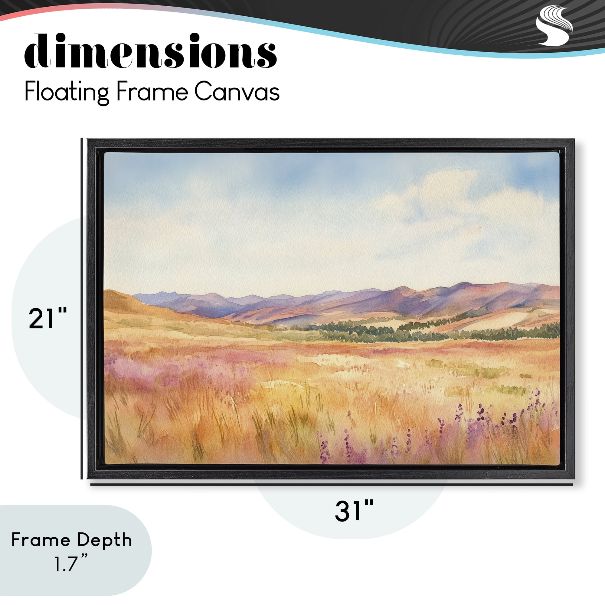 Stupell Industries Pastel Valley Panorama Black Framed Floater Canvas Wall Art, design by Petal Prints Design