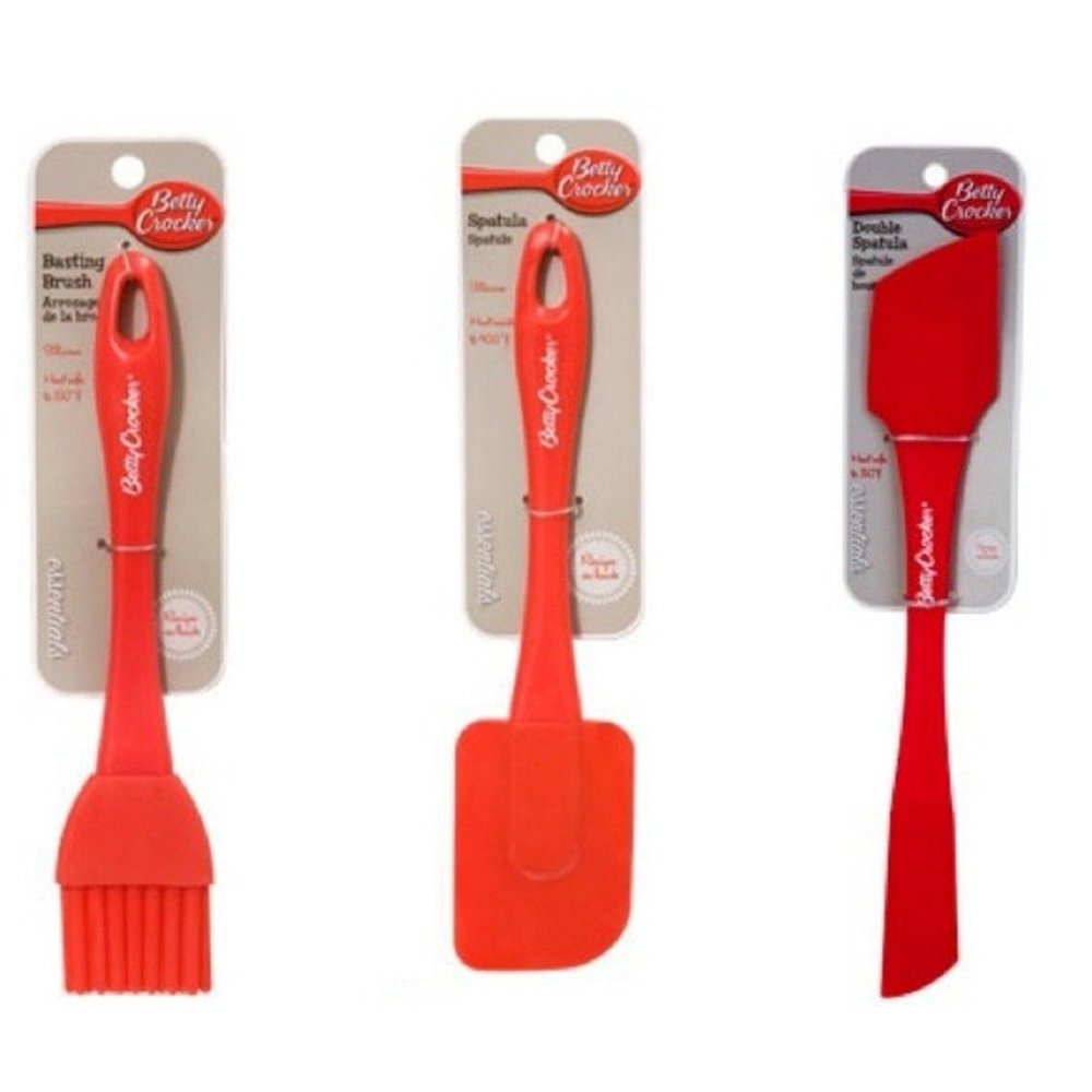 red silicone kitchen utensils set