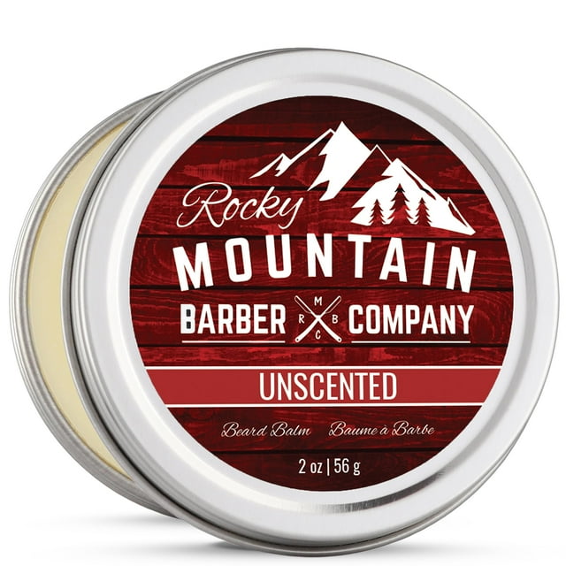 Bálsamo para barba Rocky Mountain Barber Company - Clásico sin perfume - 100 % natural - Mezcla de cera premium con cera de abejas rica en nutrientes, jojoba y aceite de coco