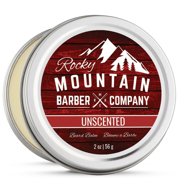 Bálsamo para barba Rocky Mountain Barber Company - Clásico sin perfume - 100 % natural - Mezcla de cera premium con cera de abejas rica en nutrientes, jojoba y aceite de coco