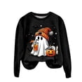 thumbnail image 4 of Kakishop Halloween Tshirts Women Long Sleeve Crewneck Casual Dressy Tops Funny Graphic Halloween Fall Fashion Outfits,Black, 4 of 4