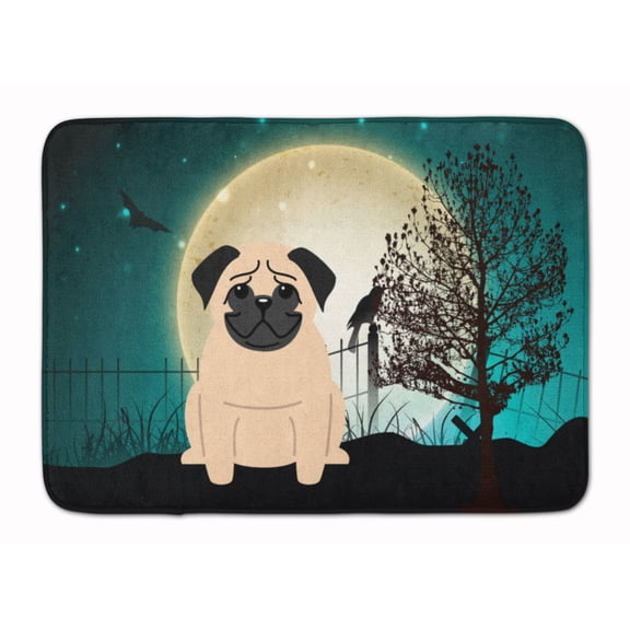 Halloween Scary Pug Fawn Machine Washable Memory Foam Mat