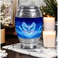 thumbnail image 6 of Owl Keepsake Urns For Ashes Adult Man Set Of 4, Blue Cremation Urns For Human Ashes Adult Female, 1 Large Urn For Mom And Dad, Decorative Memorial Urn For Mother (10&3) Inch, 6 of 7