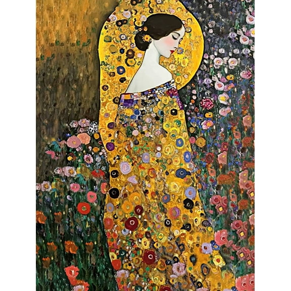 Gustav Klimt Floral Woman Canvas Wall Art，Perfect for Living Room，Bedroom，Dining Room，Office，Hotel Decoration.
