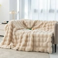 thumbnail image 2 of AUQ Weighted Blanket,Non-Fading Color Faux Fur Throw Blanket,Bubble-Textured Checkered Blanket for Extra Comfort,White,27.5"×39.3", 2 of 4
