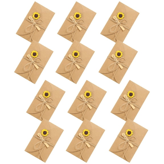 Uxcell 7"x4" Dried Flowers Greeting Cards, 12 Pack Sunflower Handmade Blank Note Card Flower Invitation Card