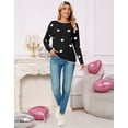 thumbnail image 3 of Cogild Sweaters for Women Heart Pattern Knit Crew Neck Long Sleeve Pullover Sweater, 3 of 10