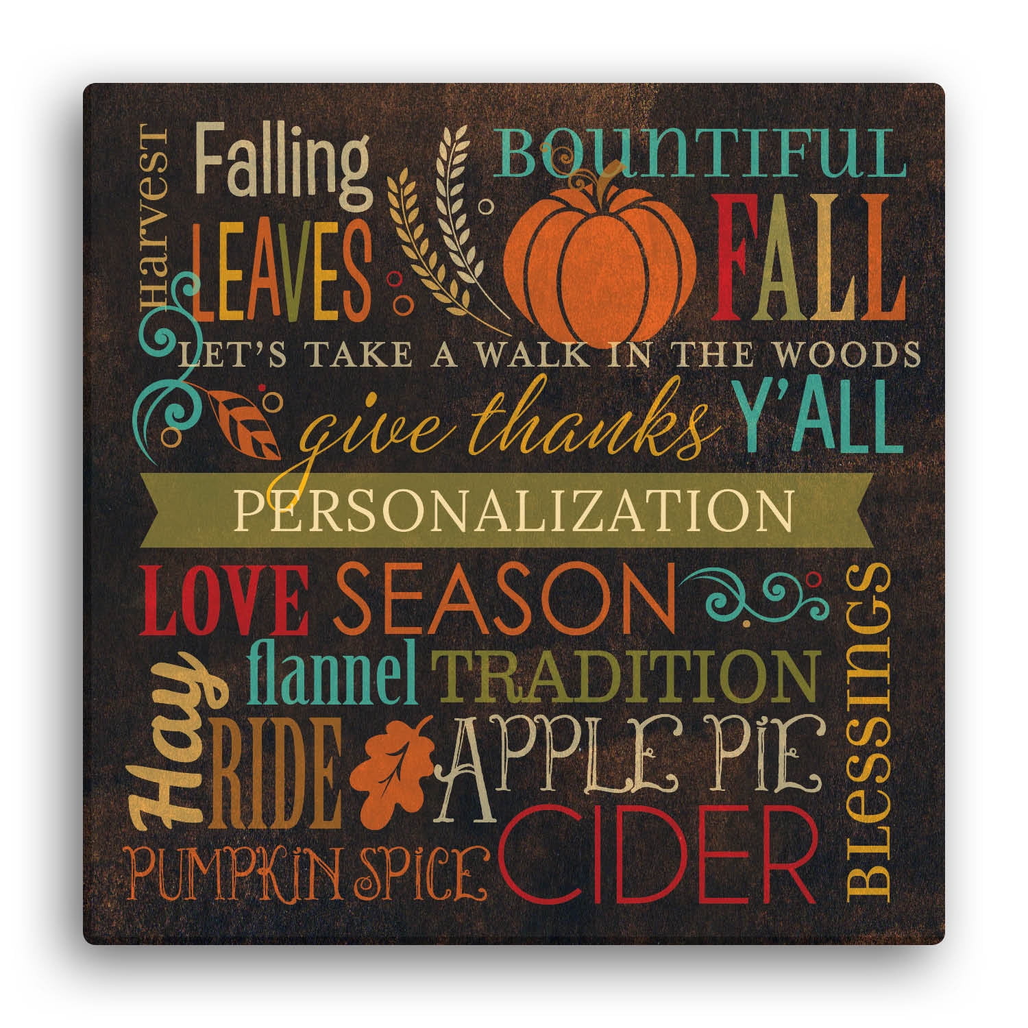 Personalized Fall Words Canvas Print