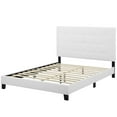 thumbnail image 3 of Contemporary Modern Urban Designer Bedroom King Size Platform Bed Frame, Fabric, White, 3 of 5