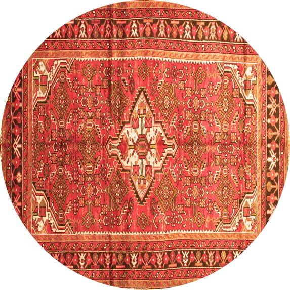 Ahgly Company Indoor Round Persian Orange Traditional Area Rugs, 4' Round