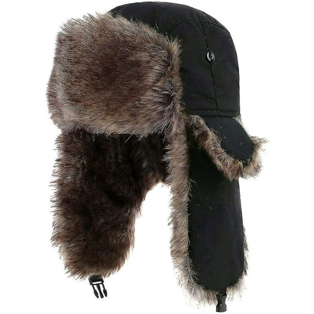 Trapper Ushanka Hat Warm Russian Trooper Fur Earflap Winter Skiing Hat Cap black Walmart