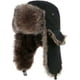 thumbnail image 1 of Gorro de trampero Ushanka, gorro cálido de piel de soldado ruso con orejeras, gorro de esquí de invierno (negro), 1 of 4