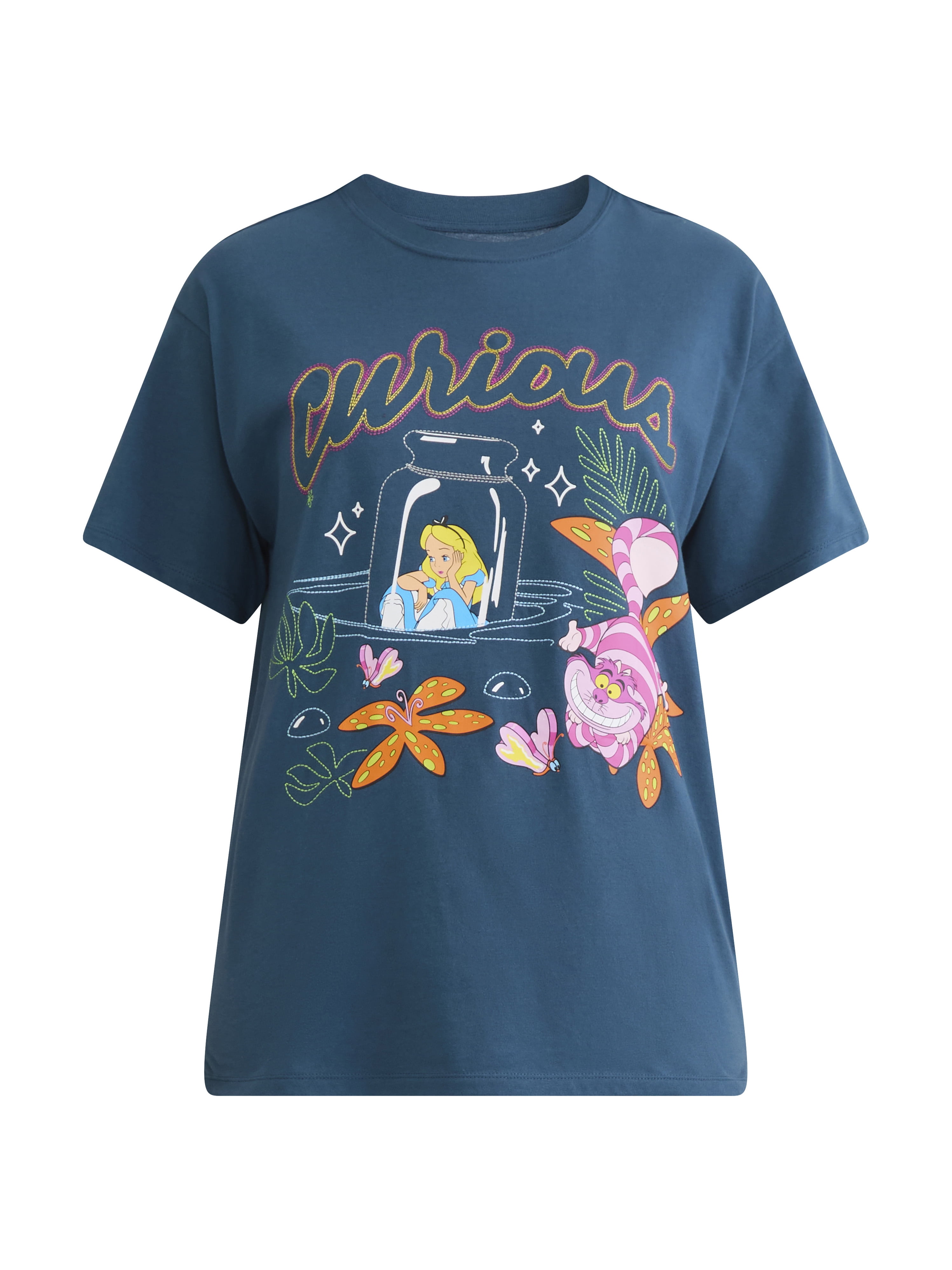 Disney Women and Women’s Plus Alice in Wonderland Graphic Tee with Short Sleeves, Sizes XXS-2XL