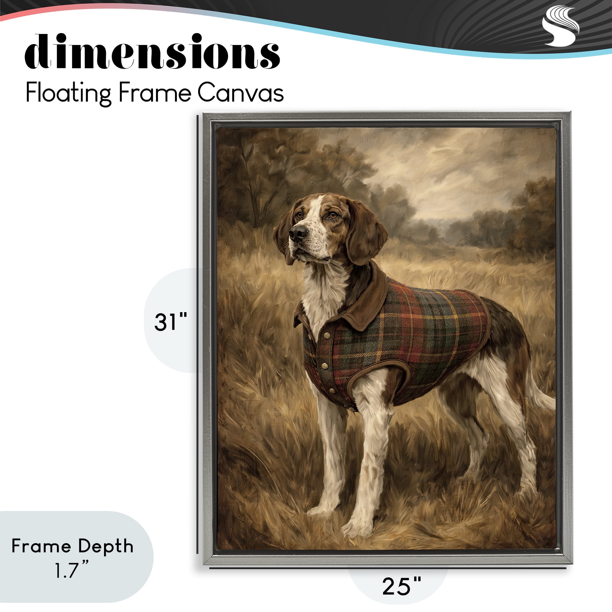 Stupell Industries Hunting Days Plaid Jacket Hound Gray Framed Floater Canvas Wall Art, design by Kim Allen