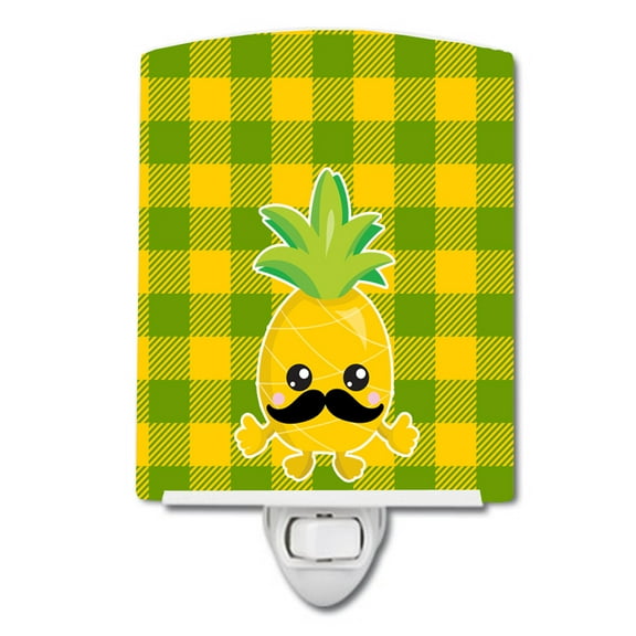 Caroline's Treasures BB8962CNL Pineapple Moustache Face Ceramic Night Light, 6x4x3", multicolor