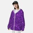 thumbnail image 5 of Gaeub Purple Glitter Men's and Women's UPF 50+ Long-Sleeved Sun Protection Clothing, Fishing Shirt Long Sleeve Zip - Small, 5 of 9