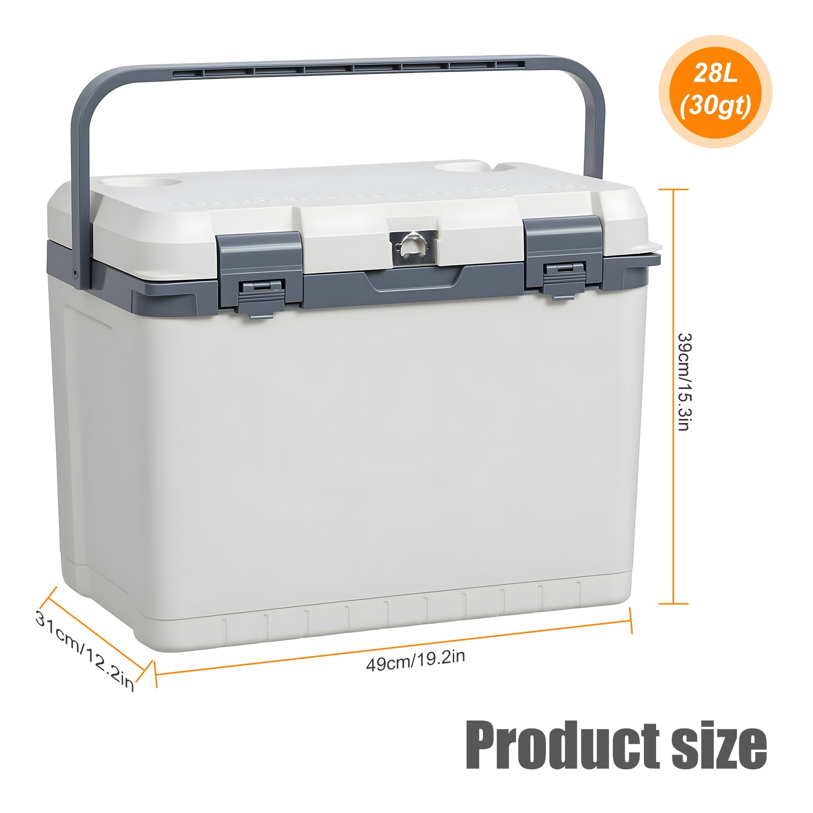 Wharick 30 Quart Hard Ice Cooler Box 19.29×12.2×15.35 Inch 28L Capacity 72–108 Hours Insulation