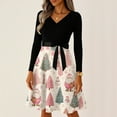 thumbnail image 7 of Christmas Dresses for Women Ladies' Christmas Printed Casual And Fashionable V-neck Long Sleeved Dress for Holiday Festive,Beige,2XL, 7 of 7