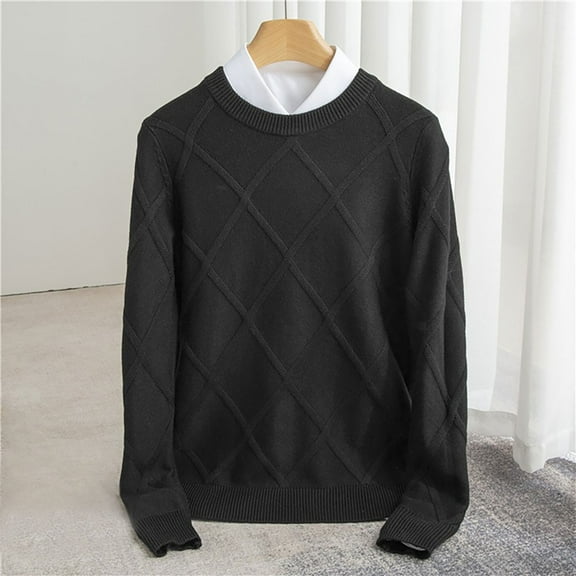 Yusimy Men's Slim Fit Pullover Sweater Solid Color Round Neck Knitted Long Sleeve Urban Casual Chic