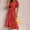 Red, variant on Bohemian Floral Print V-Neck Loose Short Sleeve Midi Dress for Women Casual Party Wear Polyester Comfortable Elastic Fit Spring Summer Winter