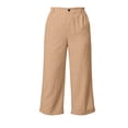 thumbnail image 7 of Noric Women's High Waisted Capri Pants Cotton Wide Leg with Pockets Cuffed Casual Cropped Trousers, 7 of 7