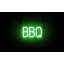 SpellBrite BBQ LED Sign for Business. 13.1" x 6.3" Green BBQ Sign Has Neon Sign Look With Energy Efficient LED Light Source. Visible from 500  Feet, 8 Animation Settings.