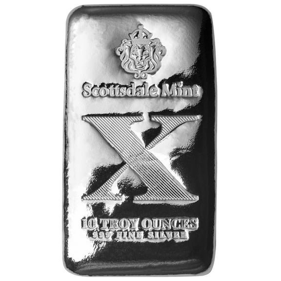 10 oz .999 Fine Silver Cast Bar - Scottsdale Mint Imperium Collection X