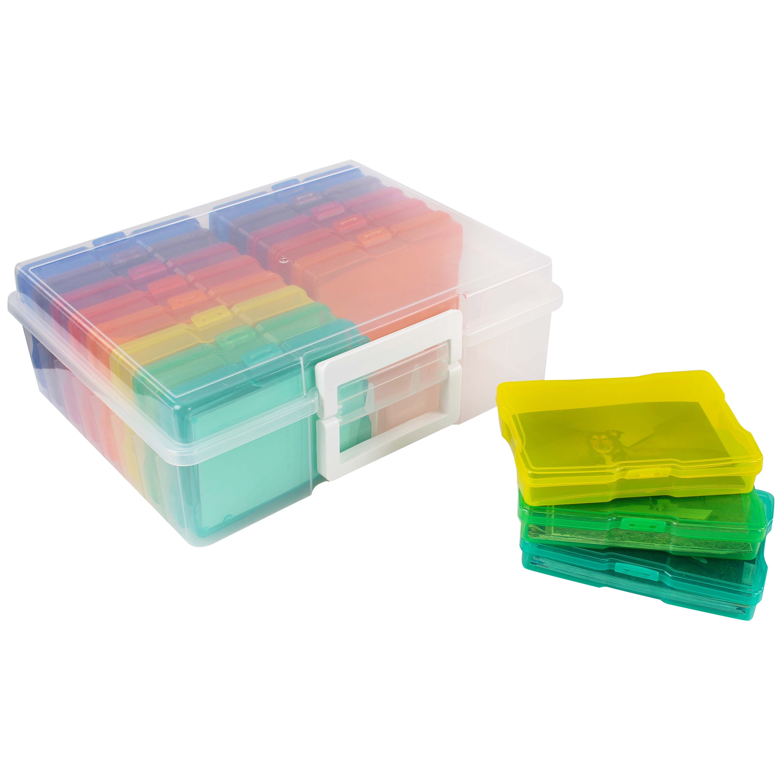 Jigitz 4x6 Photo Storage Box with Carrier - Colorful Compartment