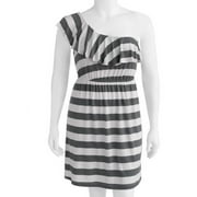 Juniors Plus Knit One Shoulder Ruffle Dr